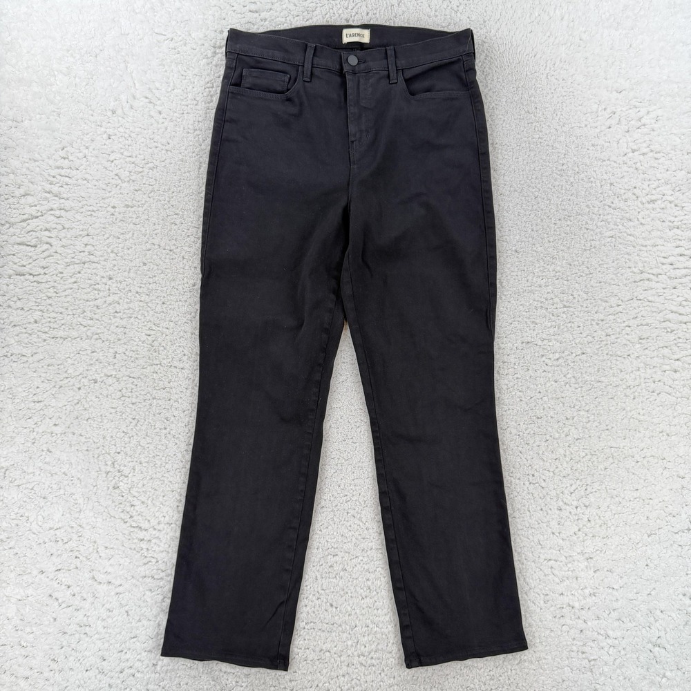 L'AGENCE Alexia Jeans Womens 30 Black High Rise Straight Stretch Denim 2749PPDD